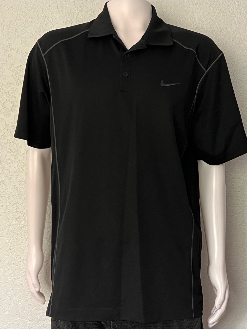 Nike Golf Dri-FIT Polo Shirt Mens XL Black Athletic Golf Performance Swoosh